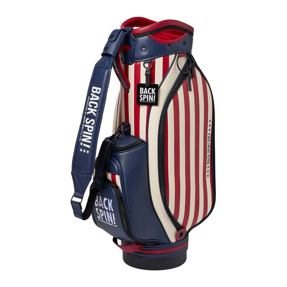 バックスピンゴルフ BACK SPIN! GOLF　ストライプ キャディバッグ BSBE01C107 RDNV レッド/ネイビー　2025年モデル