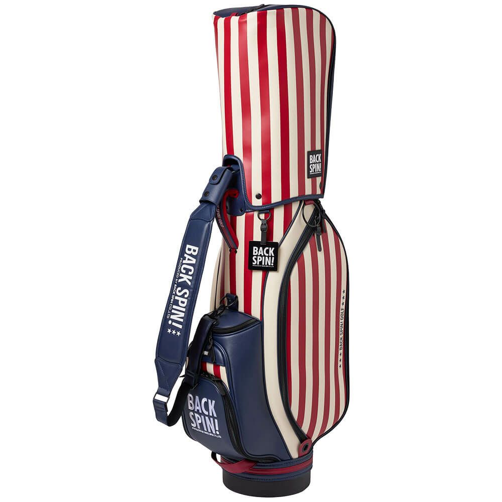バックスピンゴルフ BACK SPIN! GOLF　ストライプ キャディバッグ BSBE01C107 RDNV レッド/ネイビー　2025年モデル　詳細2