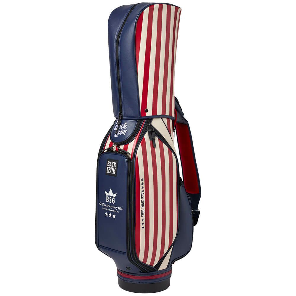 バックスピンゴルフ BACK SPIN! GOLF　ストライプ キャディバッグ BSBE01C107 RDNV レッド/ネイビー　2025年モデル　詳細3