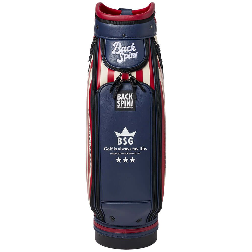 バックスピンゴルフ BACK SPIN! GOLF　ストライプ キャディバッグ BSBE01C107 RDNV レッド/ネイビー　2025年モデル　詳細5