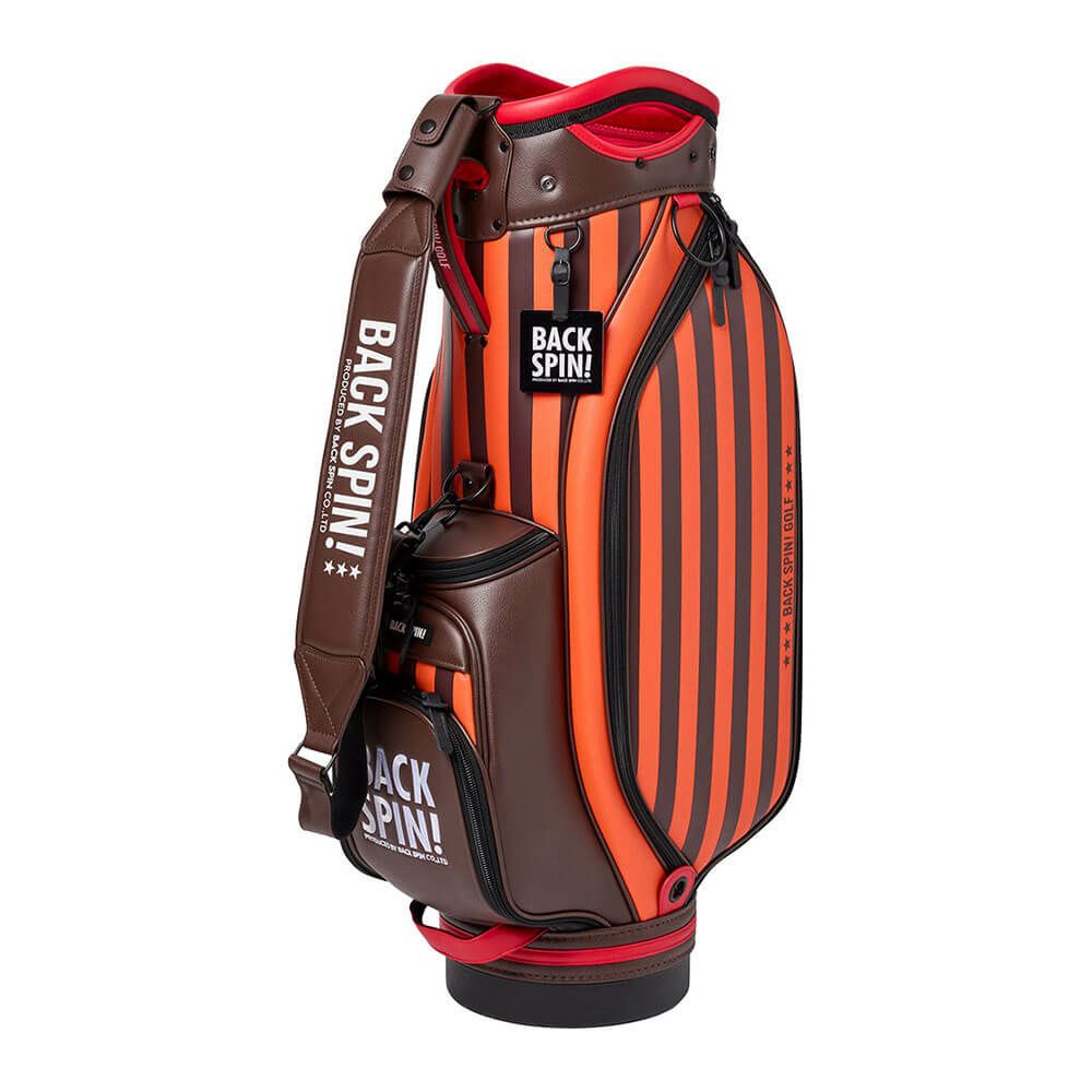 バックスピンゴルフ BACK SPIN! GOLF　ストライプ キャディバッグ BSBE01C107 ORBR オレンジ/ブラウン　2025年モデル