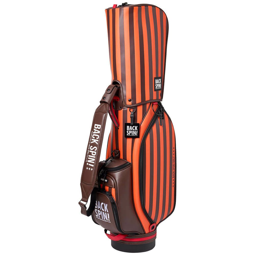 バックスピンゴルフ BACK SPIN! GOLF　ストライプ キャディバッグ BSBE01C107 ORBR オレンジ/ブラウン　2025年モデル　詳細2