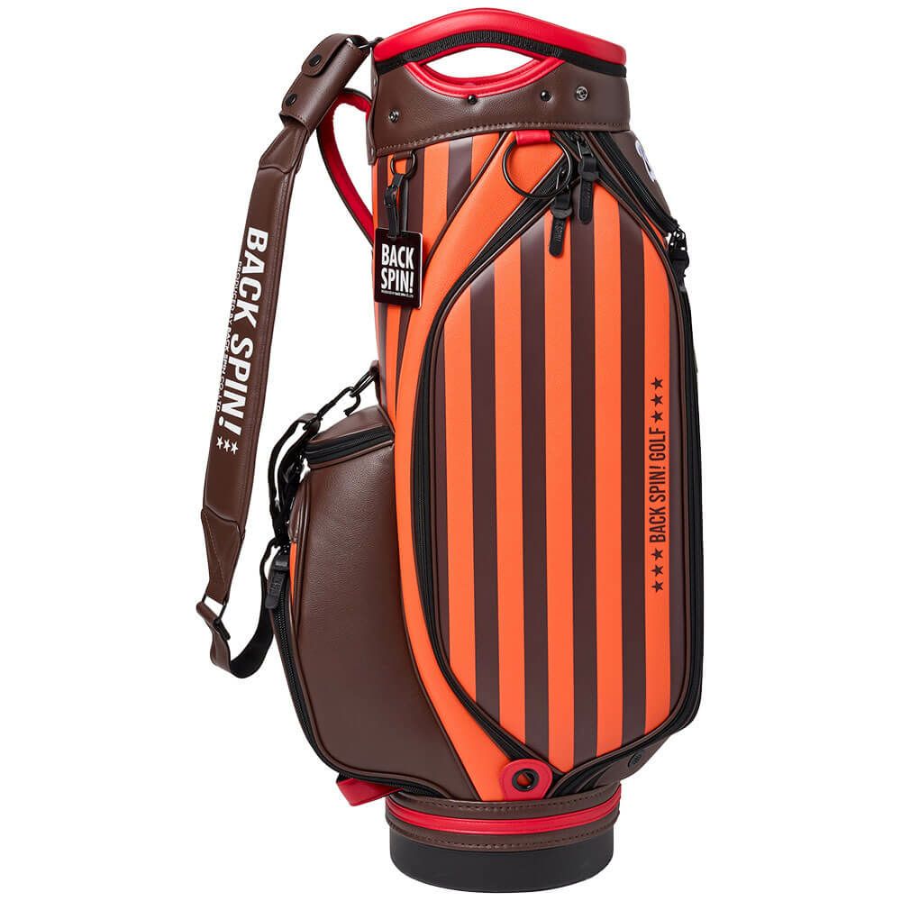 バックスピンゴルフ BACK SPIN! GOLF　ストライプ キャディバッグ BSBE01C107 ORBR オレンジ/ブラウン　2025年モデル　詳細4