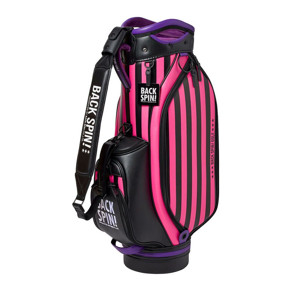 バックスピンゴルフ BACK SPIN! GOLF　ストライプ キャディバッグ BSBE01C107 PKBK ピンク/ブラック　2025年モデル