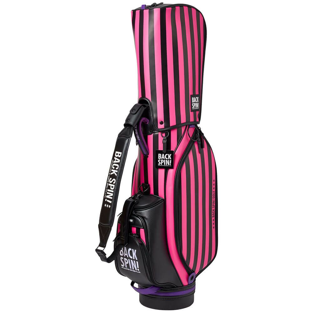 バックスピンゴルフ BACK SPIN! GOLF　ストライプ キャディバッグ BSBE01C107 PKBK ピンク/ブラック　2025年モデル　詳細2