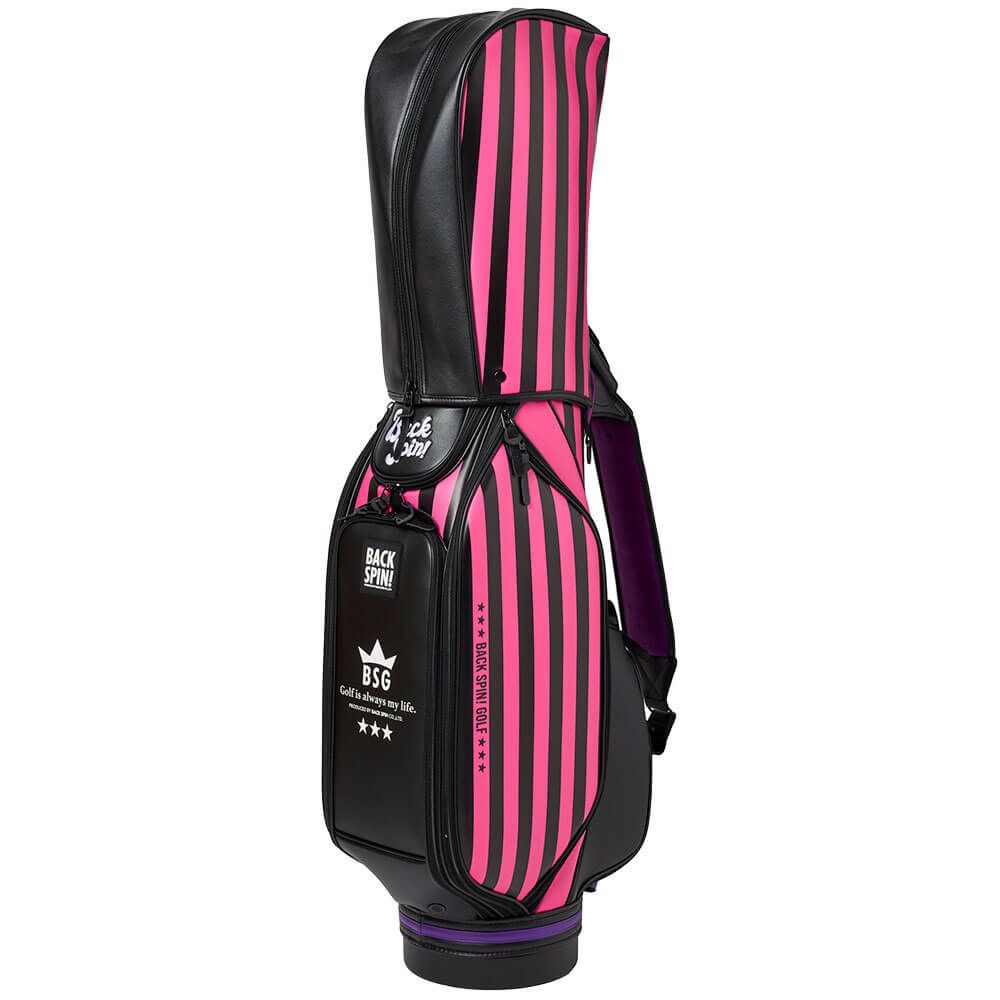 バックスピンゴルフ BACK SPIN! GOLF　ストライプ キャディバッグ BSBE01C107 PKBK ピンク/ブラック　2025年モデル　詳細3