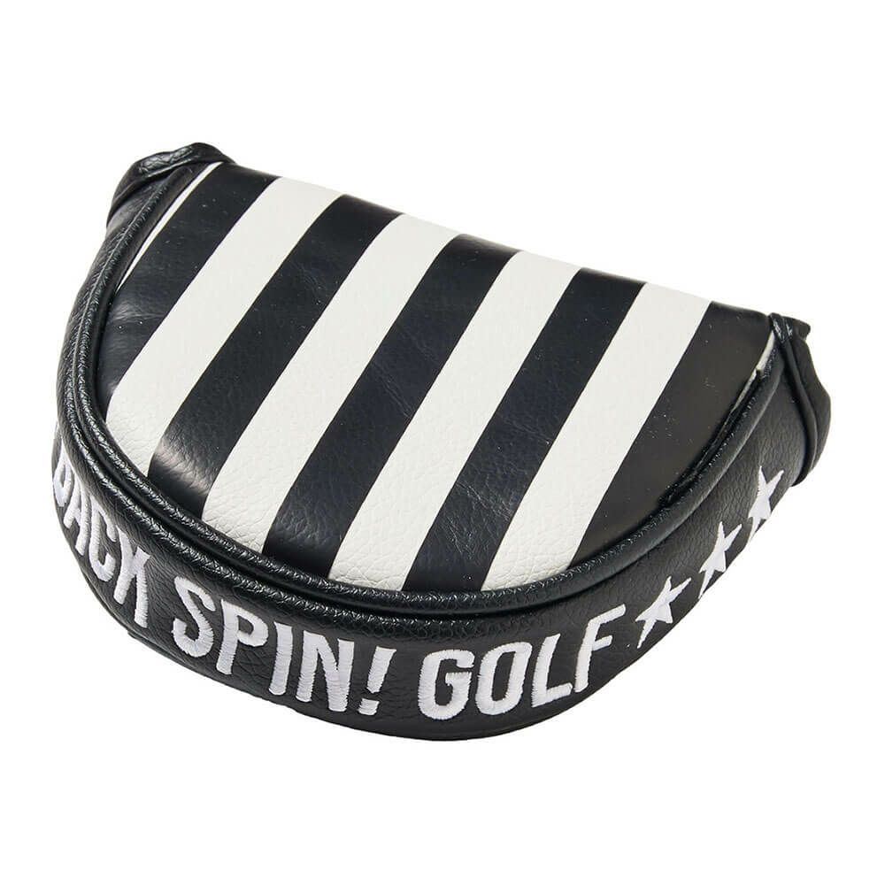 バックスピンゴルフ BACK SPIN! GOLF　ストライプ マレットタイプ用 パターカバー BSBE01H518 WHBK ホワイト/ブラック　2025年モデル