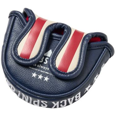 バックスピンゴルフ BACK SPIN! GOLF　ストライプ マレットタイプ用 パターカバー BSBE01H518 RDNV レッド/ネイビー　2025年モデル　詳細2