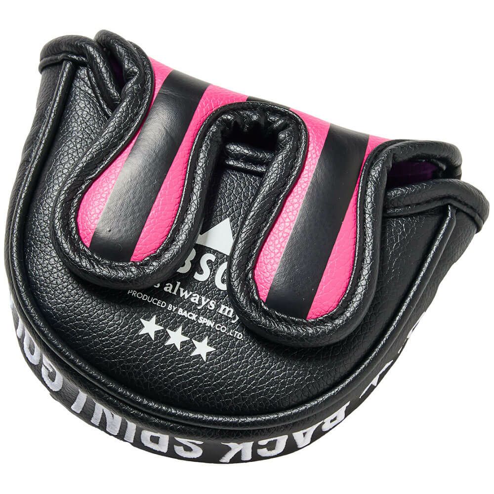 バックスピンゴルフ BACK SPIN! GOLF　ストライプ マレットタイプ用 パターカバー BSBE01H518 PKBK ピンク/ブラック　2025年モデル 詳細1