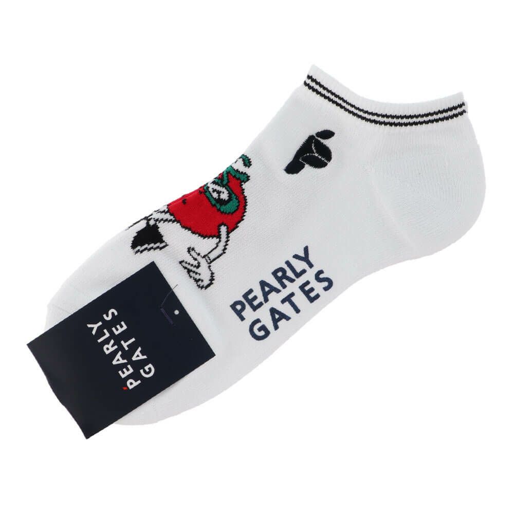 パーリーゲイツ PEARLY GATES　メンズ Bioキャラ アンクルソックス 053-5186501 030 ホワイト　2025年モデル ホワイト