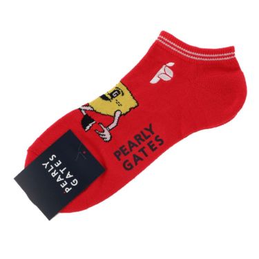 パーリーゲイツ PEARLY GATES　メンズ Bioキャラ アンクルソックス 053-5186501 100 レッド　2025年モデル レッド