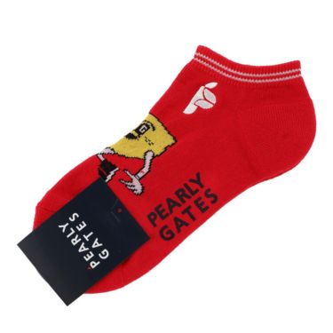 パーリーゲイツ PEARLY GATES　レディース Bioキャラ アンクルソックス 053-5186502 100 レッド　2025年モデル レッド