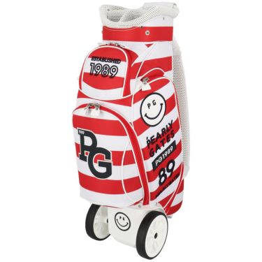 パーリーゲイツ PEARLY GATES　キャスター付き ボーダー柄 キャディバッグ 053-5180501 101 レッド　2025年モデル　詳細2