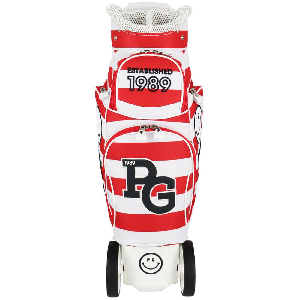 パーリーゲイツ PEARLY GATES　キャスター付き ボーダー柄 キャディバッグ 053-5180501 101 レッド　2025年モデル　詳細4