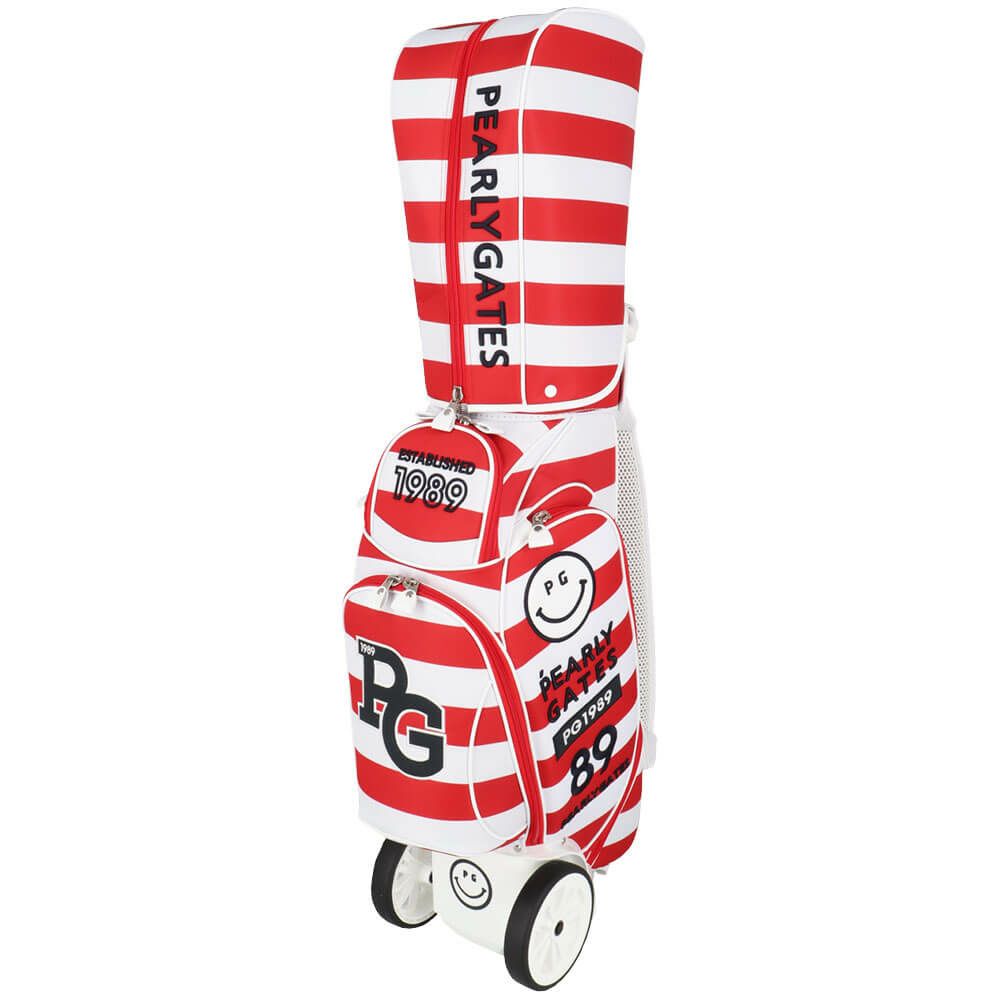 パーリーゲイツ PEARLY GATES　キャスター付き ボーダー柄 キャディバッグ 053-5180501 101 レッド　2025年モデル　詳細6