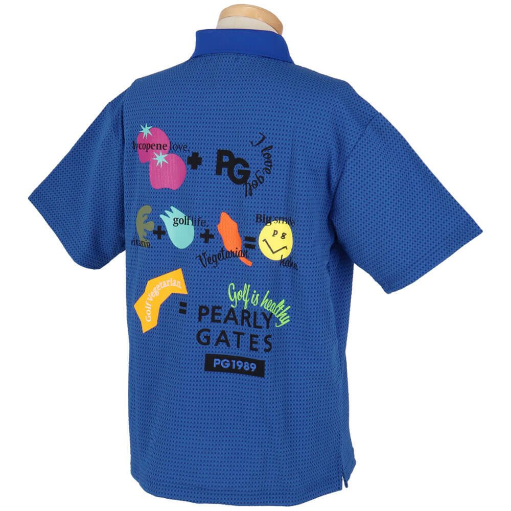 パーリーゲイツ PEARLY GATES　メンズ ロゴプリント Pe格子サッカー 半袖 ポロシャツ 053-5260617　2025年モデル 詳細2