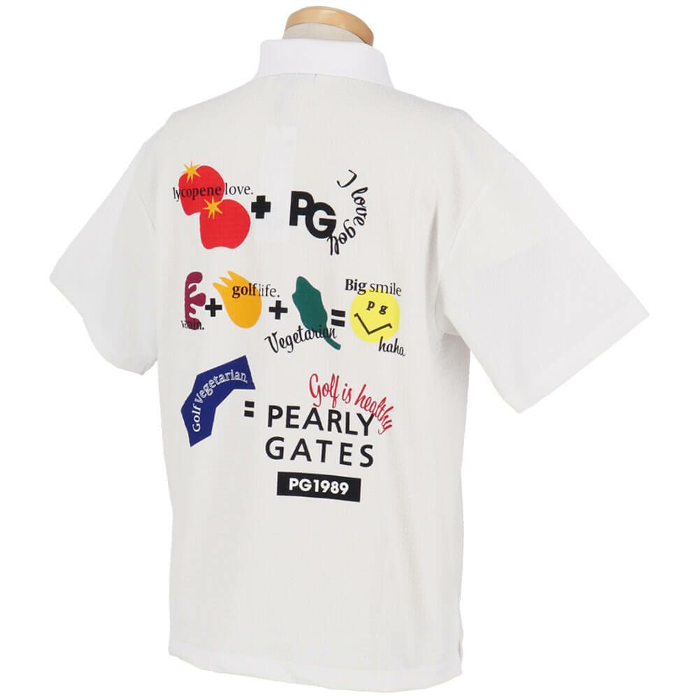 パーリーゲイツ PEARLY GATES　メンズ ロゴプリント Pe格子サッカー 半袖 ポロシャツ 053-5260617　2025年モデル 詳細4