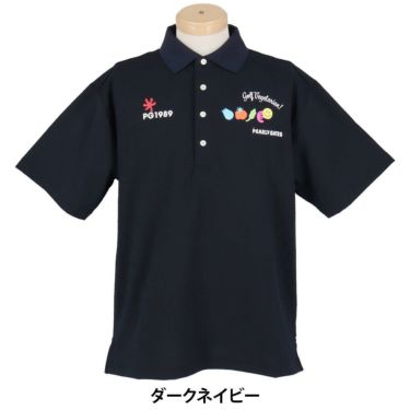 パーリーゲイツ PEARLY GATES　メンズ ロゴプリント Pe格子サッカー 半袖 ポロシャツ 053-5260617　2025年モデル ダークネイビー