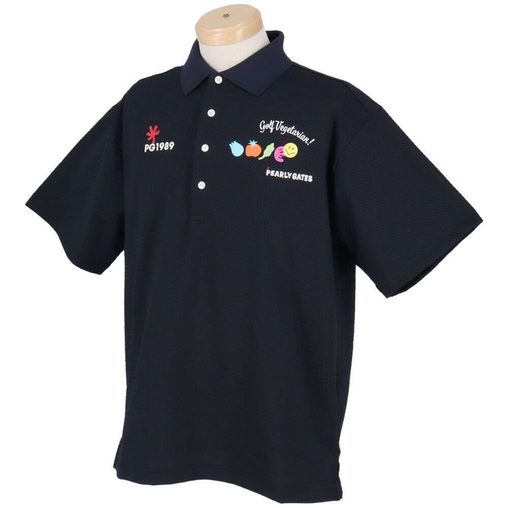 パーリーゲイツ PEARLY GATES　メンズ ロゴプリント Pe格子サッカー 半袖 ポロシャツ 053-5260617　2025年モデル 詳細7