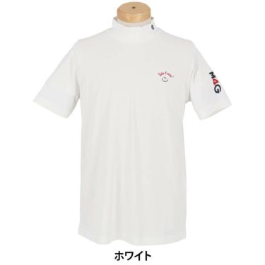 パーリーゲイツ PEARLY GATES　メンズ ハニカム 鹿の子 半袖 モックネックシャツ 053-5267601　2025年モデル ホワイト