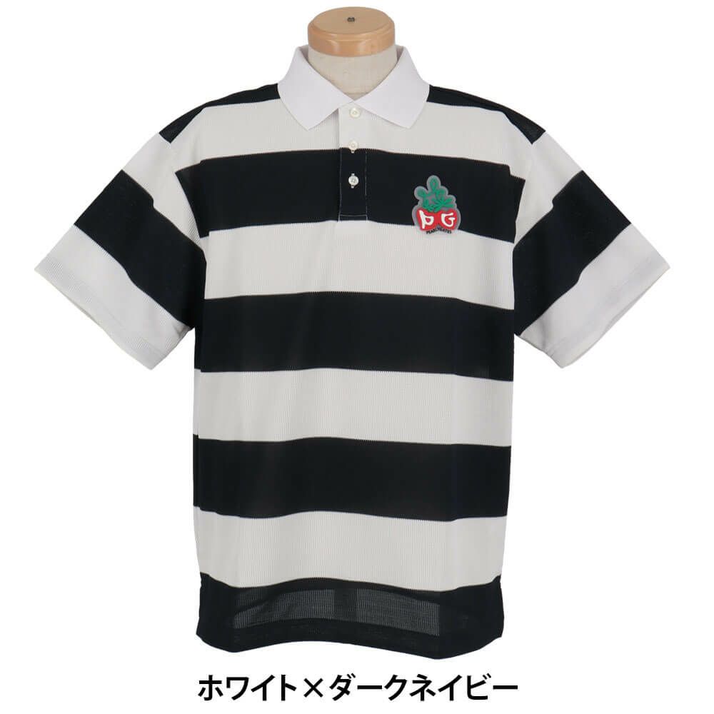 パーリーゲイツ PEARLY GATES　メンズ 切替ボーダー 半袖 ポロシャツ 053-5160509　2025年モデル ホワイト×ダークネイビー