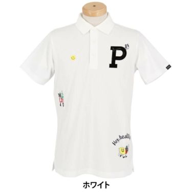 パーリーゲイツ PEARLY GATES　メンズ ワッフルメッシュ 半袖 ポロシャツ 053-5160513　2025年モデル ホワイト
