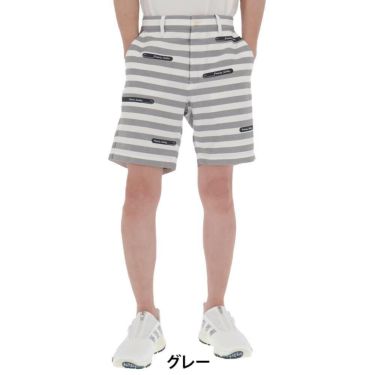 パーリーゲイツ PEARLY GATES　メンズ ボーダー柄 ストレッチ ショートパンツ 053-5132513　2025年モデル グレー