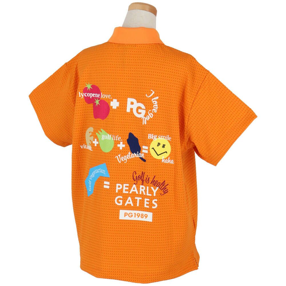 パーリーゲイツ PEARLY GATES　レディース ロゴプリント Pe格子サッカー 半袖 ポロシャツ 055-5260618　2025年モデル 詳細2