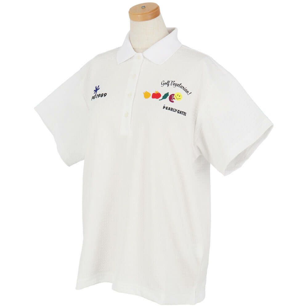 パーリーゲイツ PEARLY GATES　レディース ロゴプリント Pe格子サッカー 半袖 ポロシャツ 055-5260618　2025年モデル 詳細7