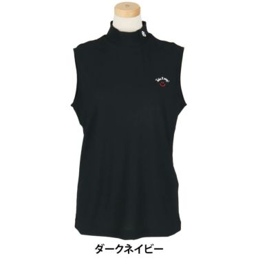 パーリーゲイツ PEARLY GATES　レディース ハニカム 鹿の子 スリーブレス モックネックシャツ 055-5267612　2025年モデル ダークネイビー