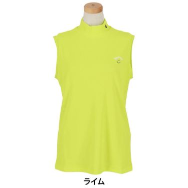 パーリーゲイツ PEARLY GATES　レディース ハニカム 鹿の子 スリーブレス モックネックシャツ 055-5267612　2025年モデル ライム