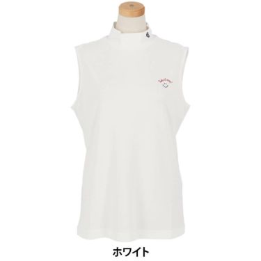 パーリーゲイツ PEARLY GATES　レディース ハニカム 鹿の子 スリーブレス モックネックシャツ 055-5267612　2025年モデル ホワイト