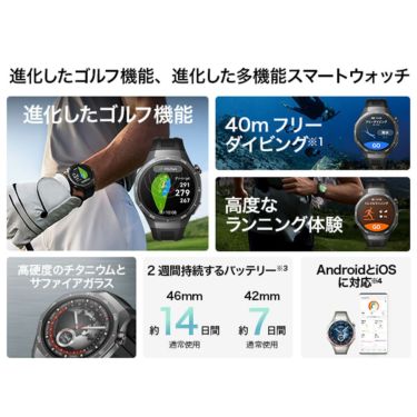 HUAWEI ファーウェイ　GT5 PRO 46mm ブラック フルオロエラストマーベルト　VLI-B29-BK　詳細9