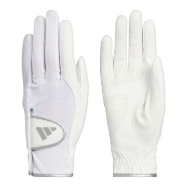  アディダス adidas　W COOL クール ハイグリップ 25 ペア　両手用 レディース ゴルフグローブ KVH39 JE7162 ホワイト/シルバーメタリック　2025年モデル