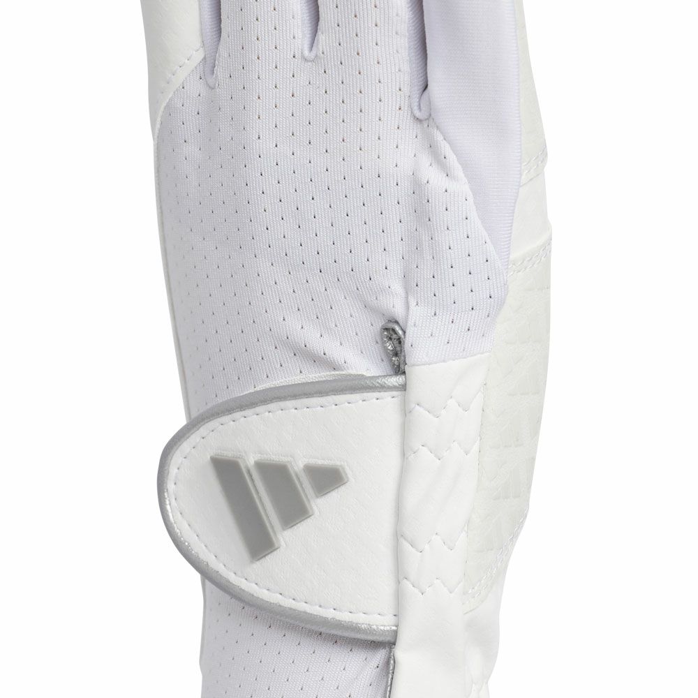  アディダス adidas　W COOL クール ハイグリップ 25 ペア　両手用 レディース ゴルフグローブ KVH39 JE7162 ホワイト/シルバーメタリック　2025年モデル 詳細2