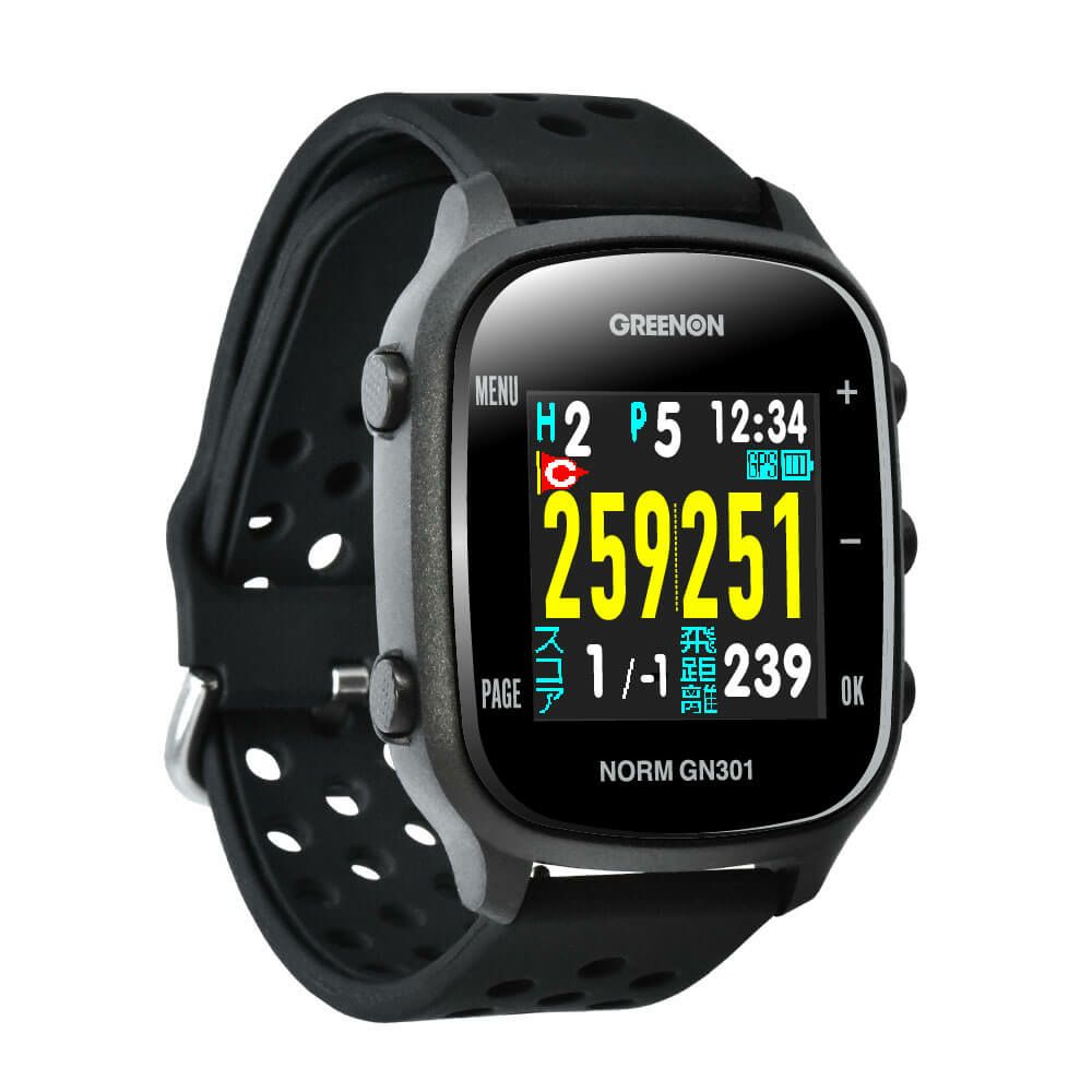 グリーンオン ザ・ゴルフウォッチ THE GOLF WATCH GN301　腕時計型 GPSゴルフナビ　ブラック ブラック