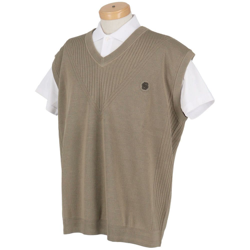 ボス BOSS　編地切替 ロゴ刺繍 Vネック ベスト 50530952 画像3