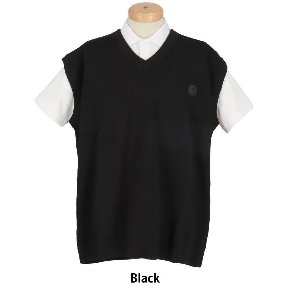 ボス BOSS　編地切替 ロゴ刺繍 Vネック ベスト 50530952 画像4