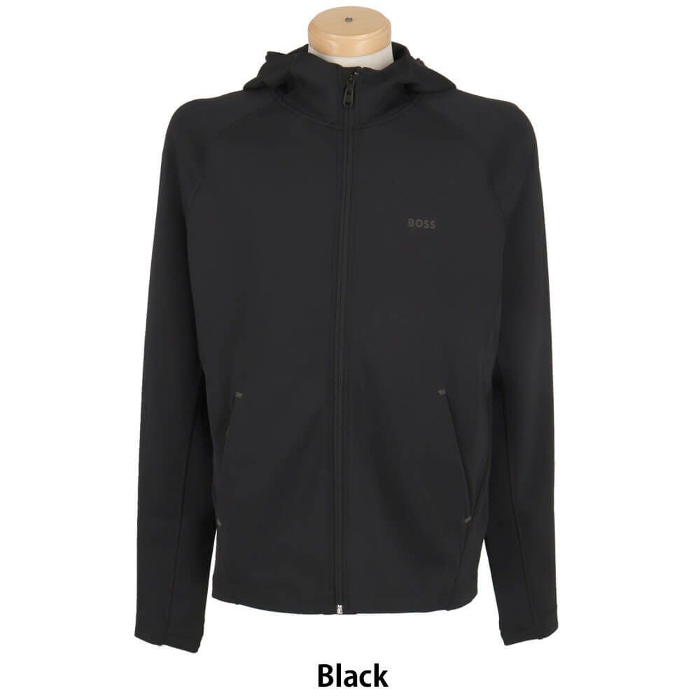 ボス BOSS　アクティブ ストレッチ ジップアップフーディ モイスチャーマネージメント 長袖 フルジップパーカー 50531224 Black