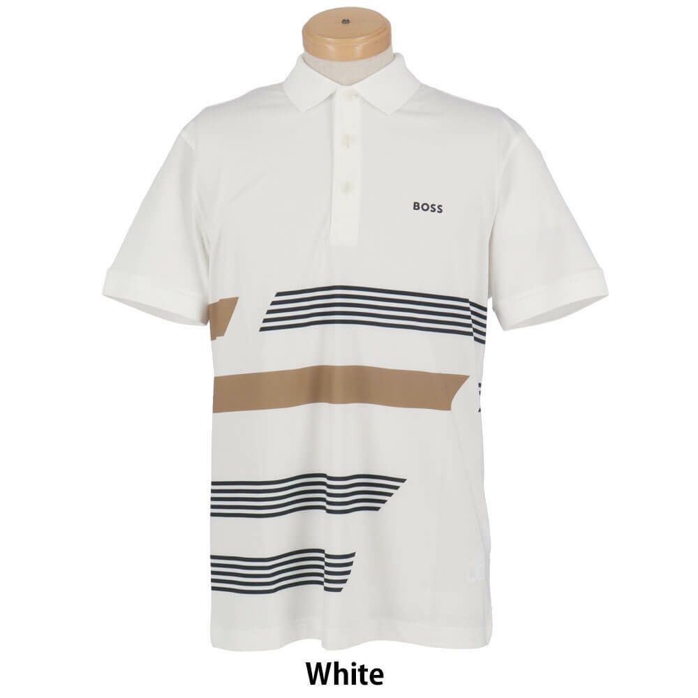 ボス BOSS　Paddy ストレッチジャージー ポロシャツ ストライププリント 半袖 ポロシャツ 50536785