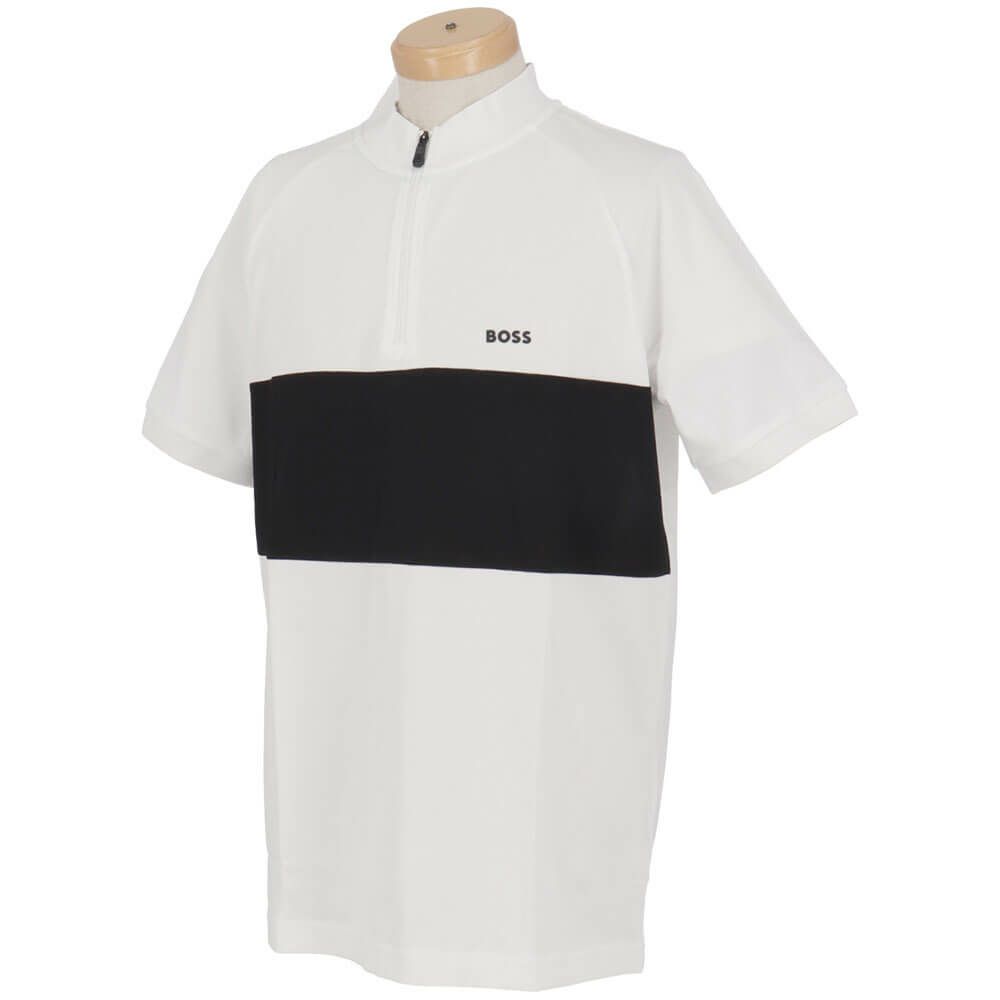 ボス BOSS　アクティブ コットンブレンド ブロックストライプ 半袖 ハーフジップシャツ 50538102 画像3