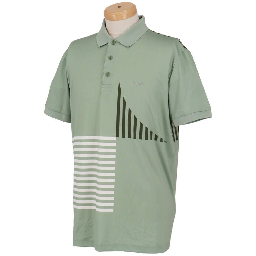 ボス BOSS　Paddy アクティブ ストレッチジャージー デジタルプリント 半袖 ポロシャツ 50538101 OpenGreen 画像3