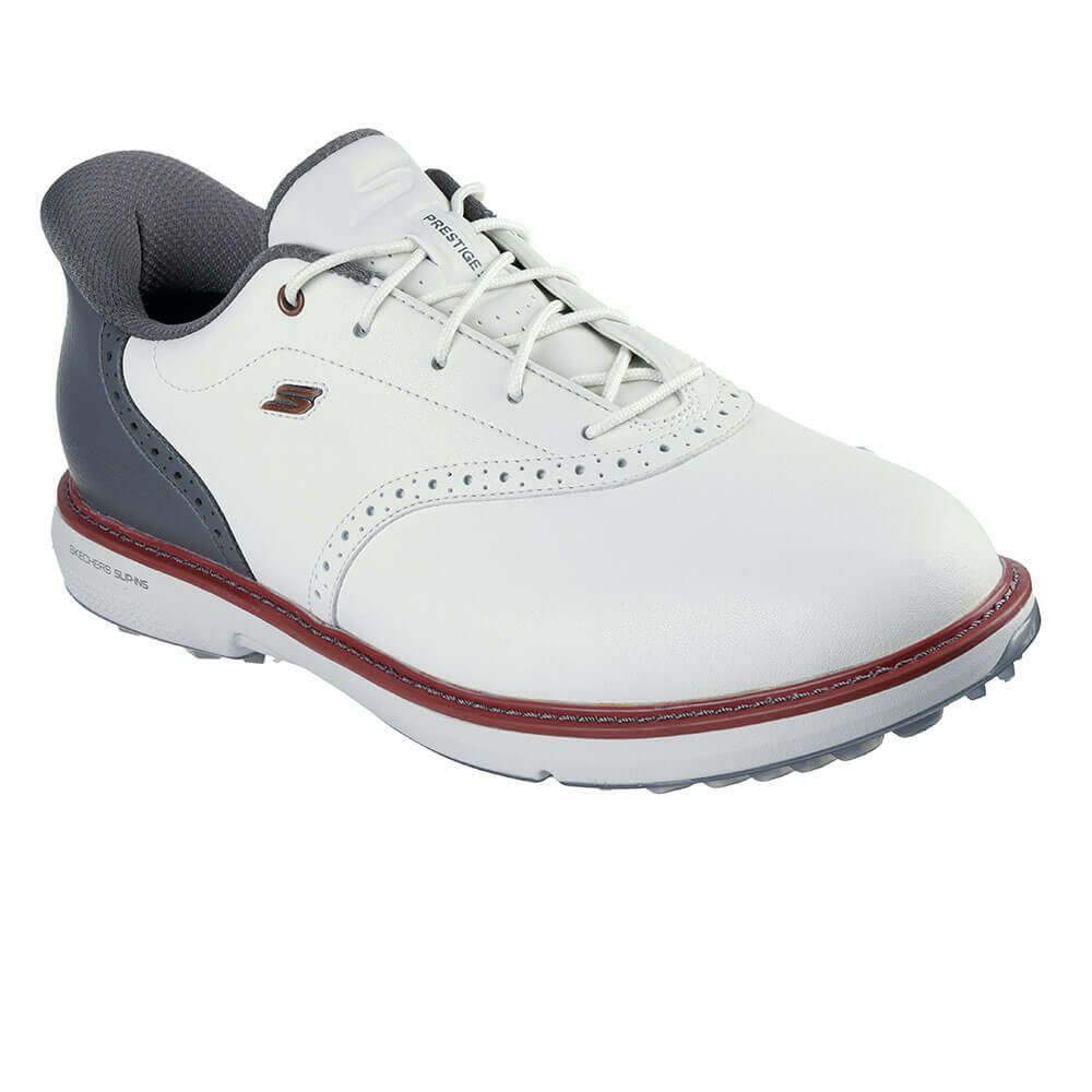 スケッチャーズ SKECHERS　GO GOLF スリップインズ プレステージ SL メンズ スパイクレス ゴルフシューズ 214126　2025年モデル ナチュラル/グレー（NTGY）