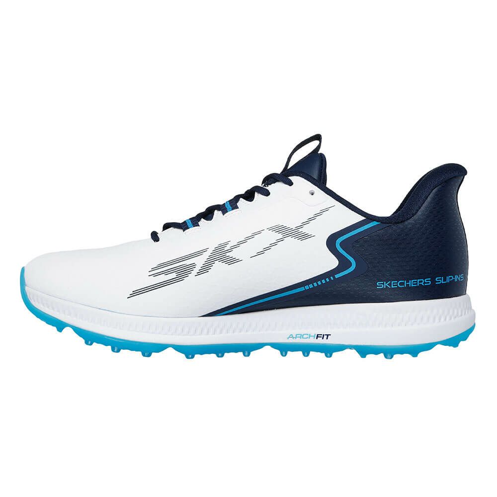 スケッチャーズ SKECHERS　GO GOLF スリップインズ エリート シックス メンズ スパイクレス ゴルフシューズ 214130　2025年モデル ホワイト/ネイビー（WNV） 詳細2