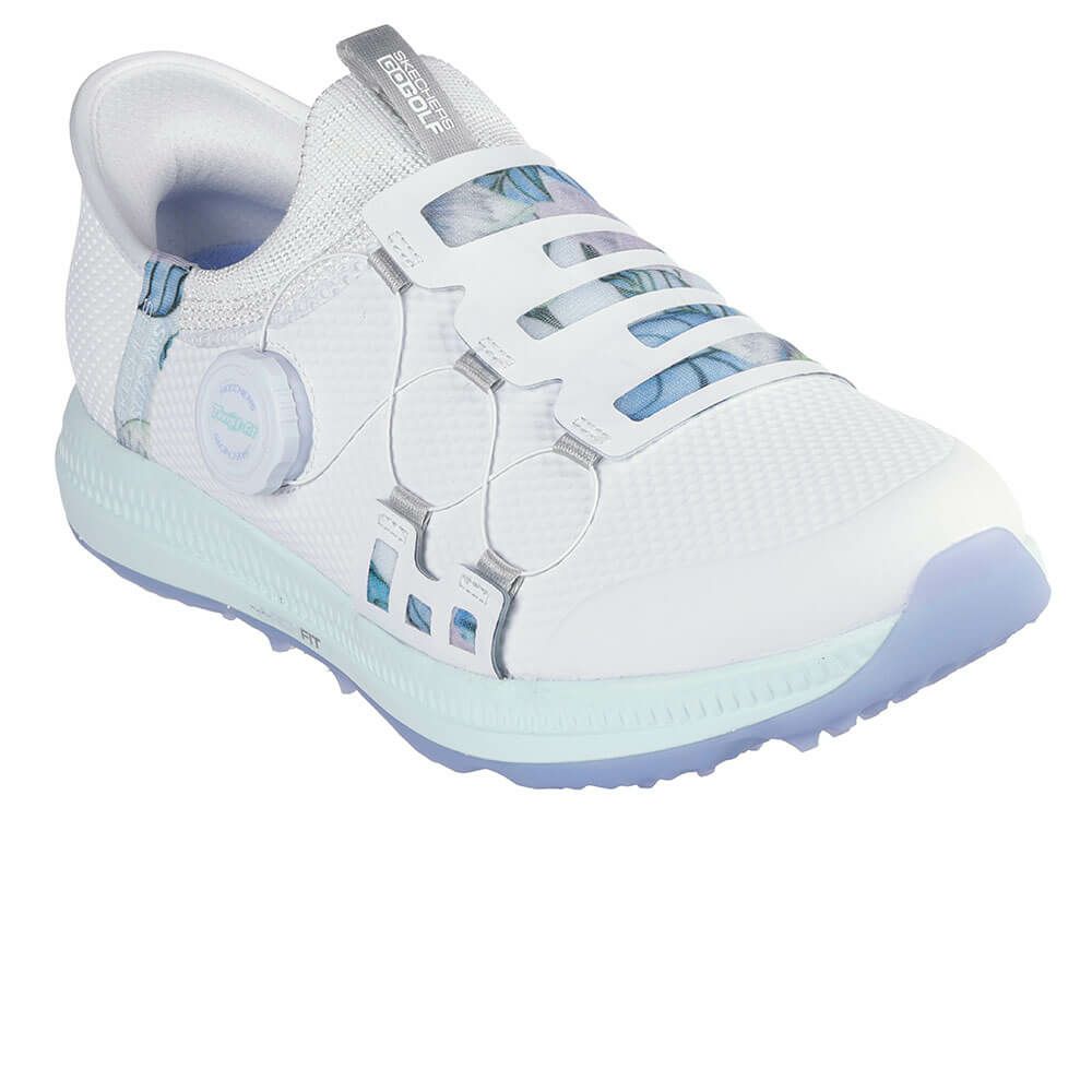 スケッチャーズ SKECHERS　GO GOLF スリップインズ エリート ファイブ レディース スパイクレス ゴルフシューズ 123062　2025年モデル ホワイト/マルチ（WMLT）