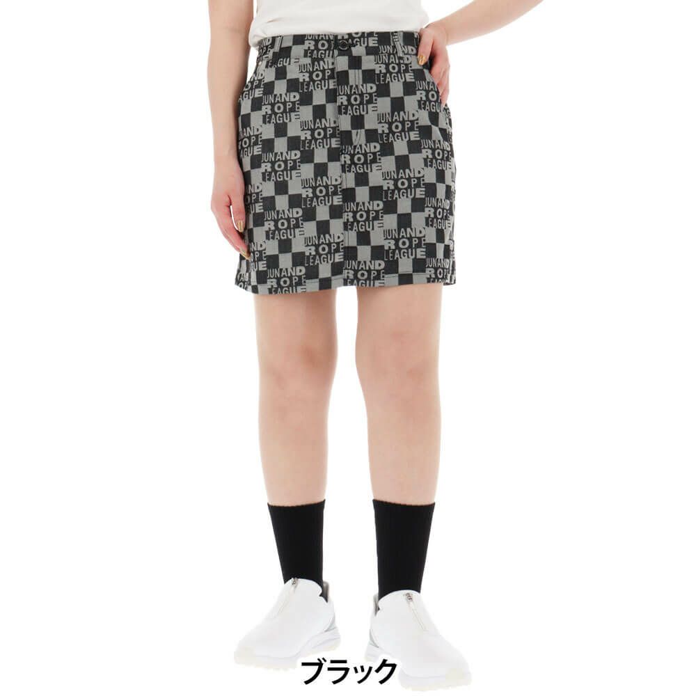 ジュン アンド ロペ JUN ＆ ROPE　レディース チェッカーボード ジャガード スカート ERC15150　2025年モデル ブラック