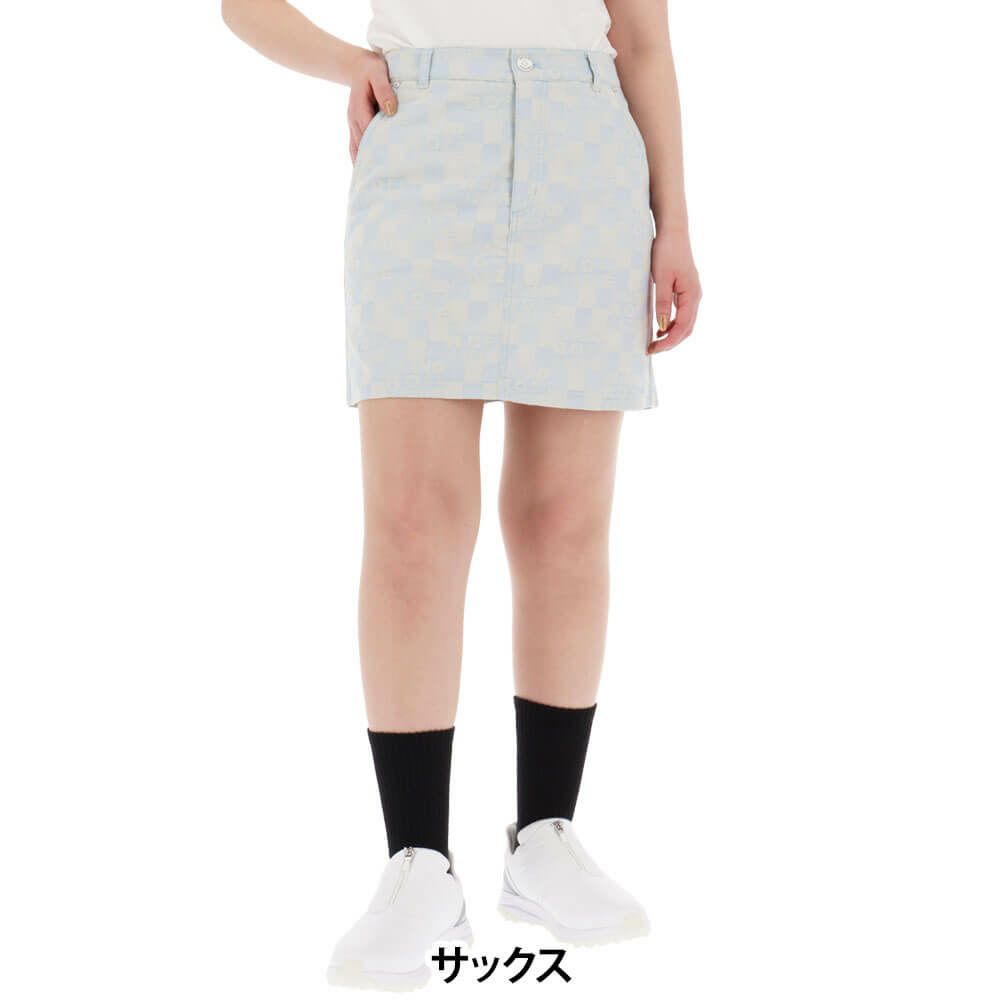 ジュン アンド ロペ JUN ＆ ROPE　レディース チェッカーボード ジャガード スカート ERC15150　2025年モデル サックス