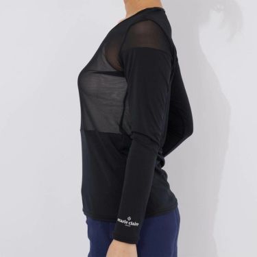 マリクレール marie claire　レディース UVカット メッシュ切替 長袖 Uネック インナーシャツ 714-982-5 ブラック　2025年モデル 詳細2