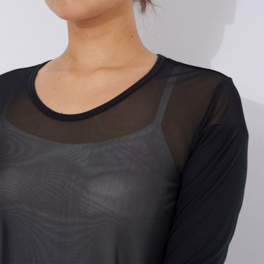 マリクレール marie claire　レディース UVカット メッシュ切替 長袖 Uネック インナーシャツ 714-982-5 ブラック　2025年モデル 詳細3