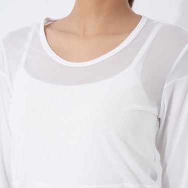 マリクレール marie claire　レディース UVカット メッシュ切替 長袖 Uネック インナーシャツ 714-982-5 ホワイト　2025年モデル 詳細3